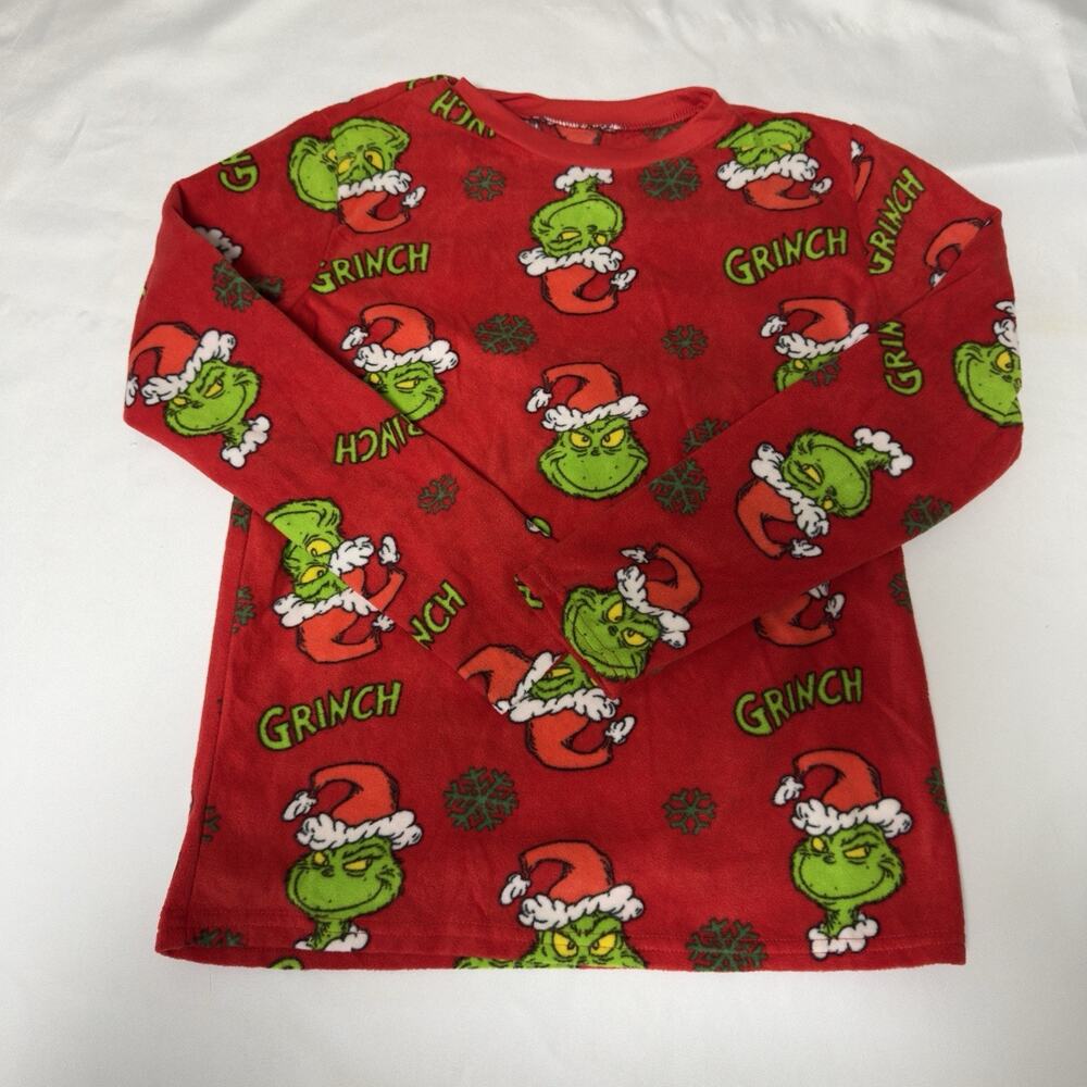 Dr. Seuss The Grinch Long Sleeve Christmas Pajama Top Boys Large (10/12) Red